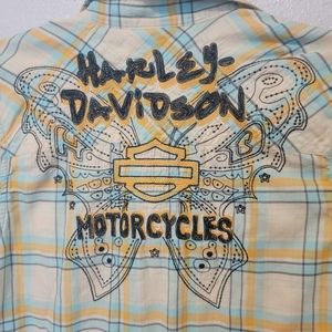 Harley Davidson Embroidered Butterfly Button down Shirt